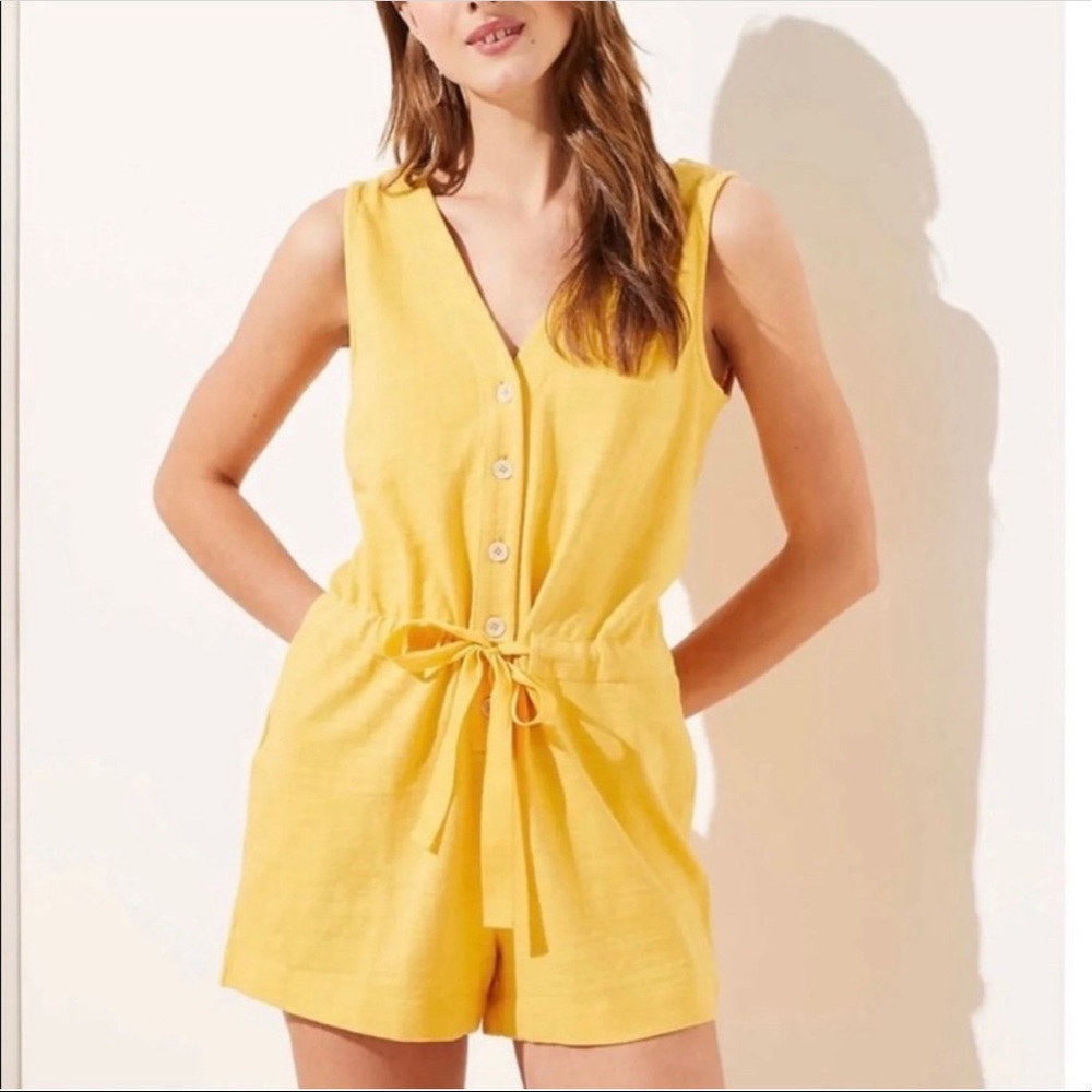 NWT Loft beach button drawstring romper